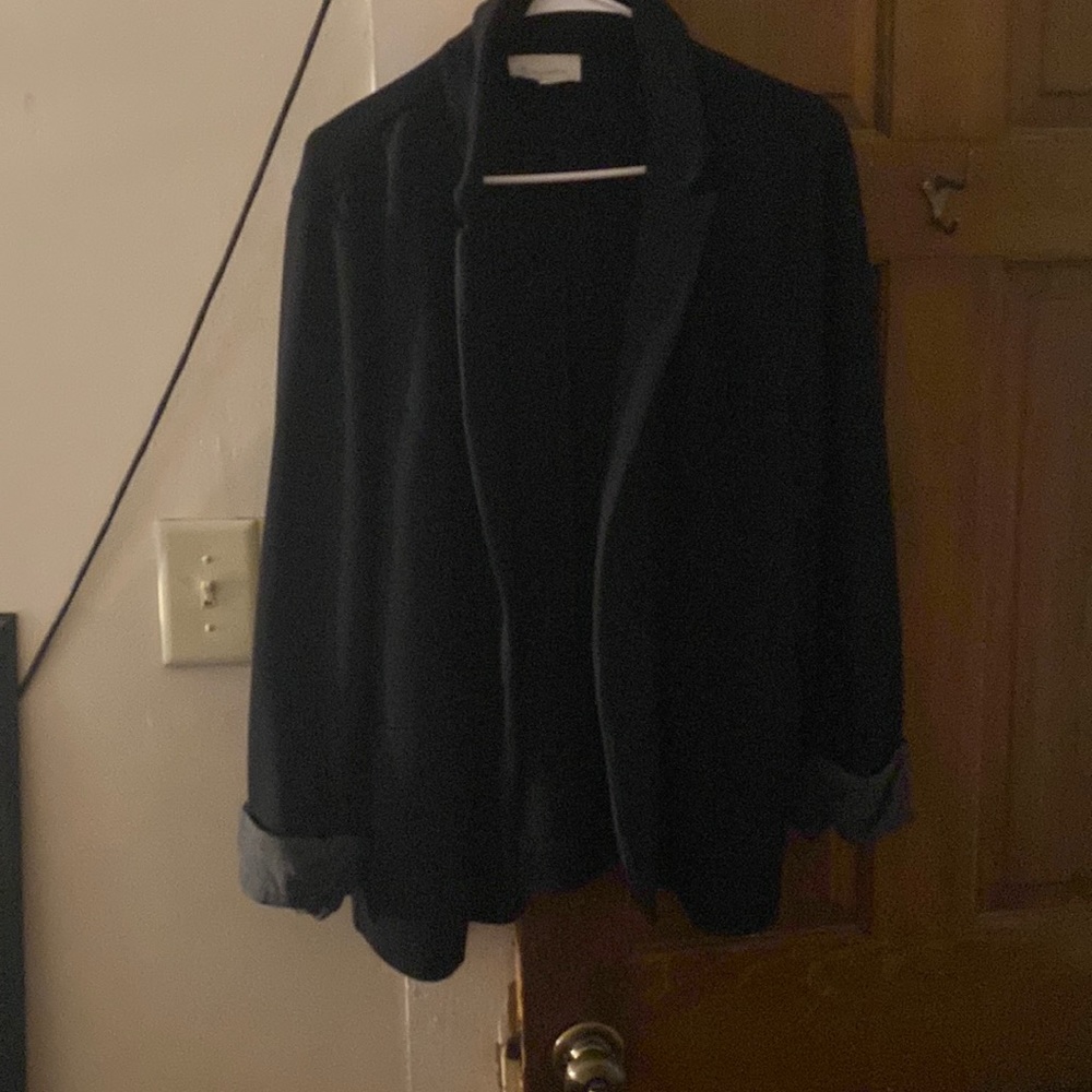Black blazer with grey cap sleeves
